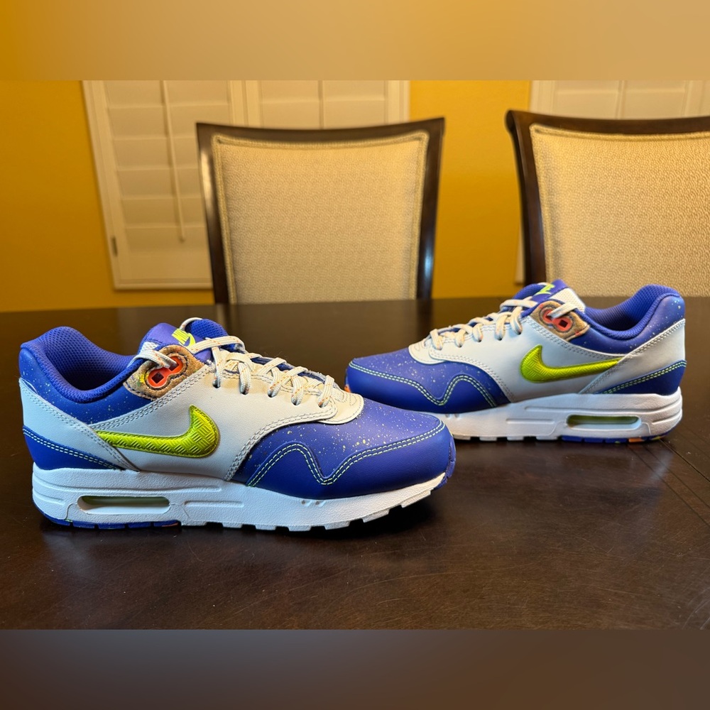 New Nike Air Max 1 Blue White Sneakers Shoes Size US 6Y - Picture 11 of 13